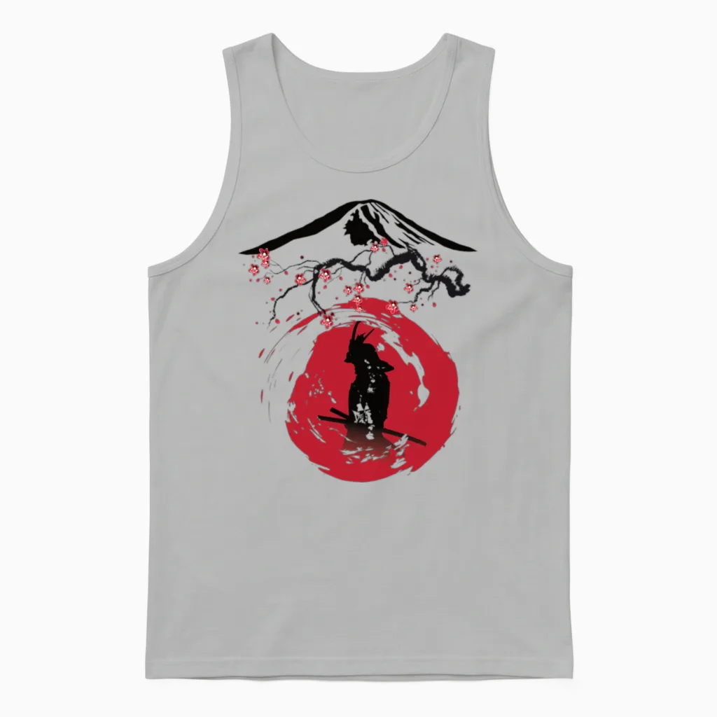 Japanese Samurai Art Unisex Tank Top in Ash