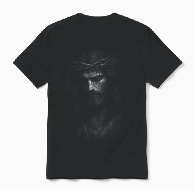 Heiliger Jesus Mit Dornenkrone, Portrait Unisex T-Shirt in Black