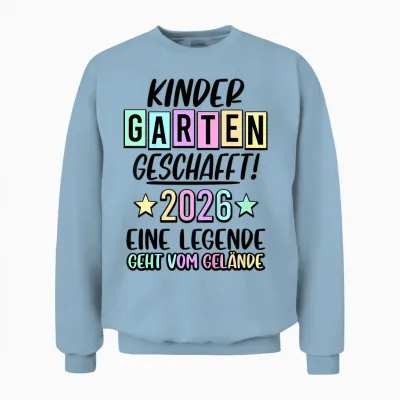Kinder Bye Bye Kindergarten Geschafft 2025 Kita Abschluss Unisex Sweatshirt - Light Blue