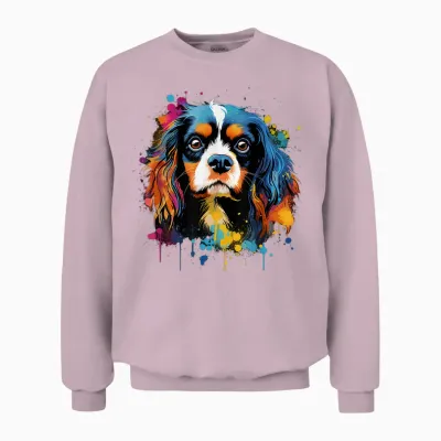 Bunte Cavalier King Charles Spaniel Hund Unisex Sweatshirt - Light Pink