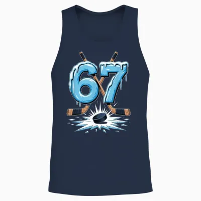 67 Six Seven Hockey Lovers Funny Meme Boys Men Women Unisex Tank Top - Navy