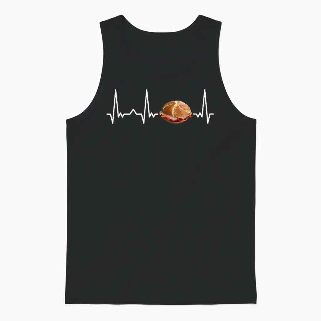 Leberkäse Herzschlag Bayern Ecg Leberkas Lebakas T-Shirt, Black Unisex Tank Top in Black