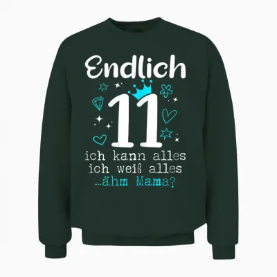 11 Geburtstag Mädchen 11 Jahre Unisex Sweatshirt - Forest