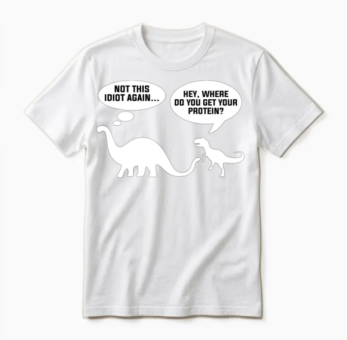Funny Vegan Dino Unisex T-Shirt in White