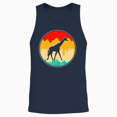 Giraffe Retro Unisex Tank Top - Navy