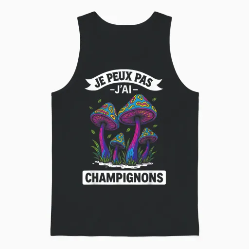 Je Peux Pas J'ai Mushrooms in Love with Mushrooms Unisex Tank Top - Black