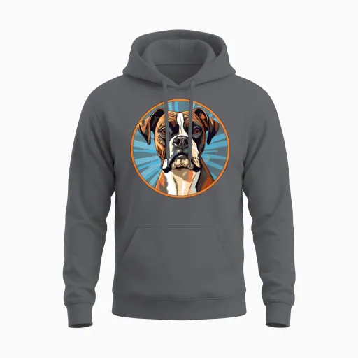 Boxer-Dog-Breeds Dog-Dad Dog-Mom Boxer-Dog Unisex Hoodie in Charcoal