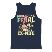 Somebody's Feral Ex-Wife Opossum Mushroom Floral Unisex Tank Top - Navy – 1