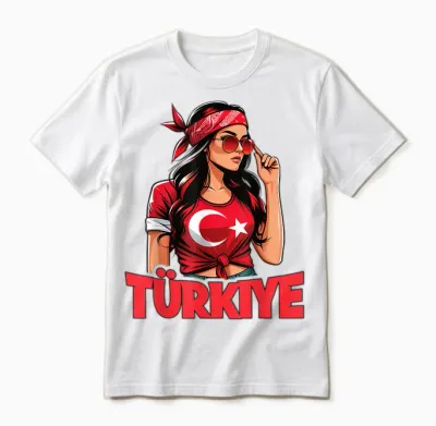 Türkei Flagge Frau Sonnenbrille Mädchen Türkiye Unisex T-Shirt - White