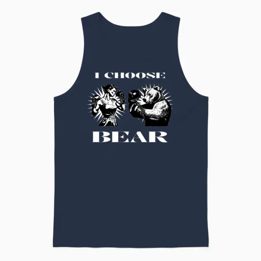 I Choose Bear Boxer Showdown Unisex Tank Top in Navy