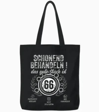 66. Geburtstag Schonend Behandeln.pflegehinweis: 66 Jahre Tote Bags - Black