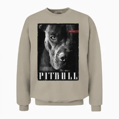 Dog Wild Dog Terrier Portrait Bulldog Backprint Pitbull T-Shirt, Black, S Unisex Sweatshirt - Sand