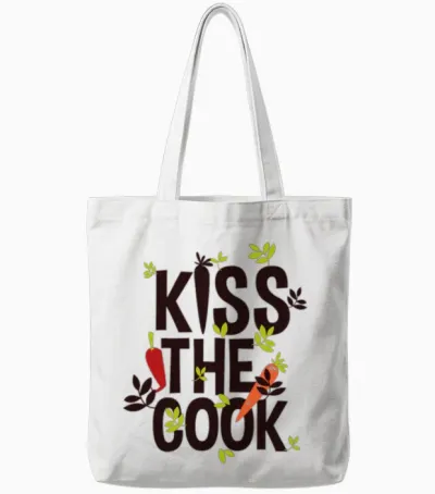 Kiss the Cook Tote Bags - White