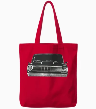 1964 Chevy Nova Ss Front Grill View Silhouette Tote Bags - Red