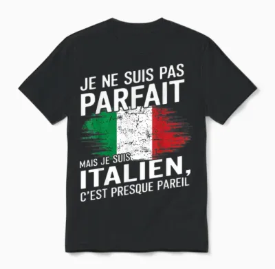 Je Suis Italien Humour Cadeau Original Anniversaire Italie Unisex T-Shirt - Black