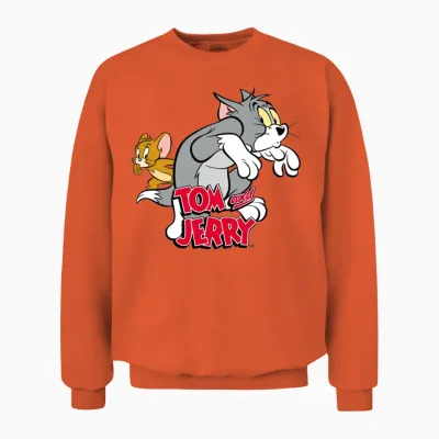 Tom and Jerry Tiptoeing Unisex Sweatshirt - Orange