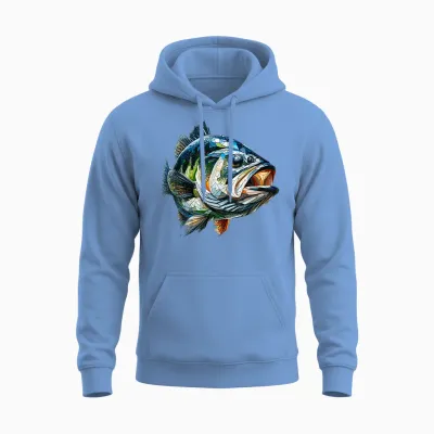 Polygon Art Perche Poisson Pêche Pêcheur Pêcheur Unisex Hoodie - Carolina Blue