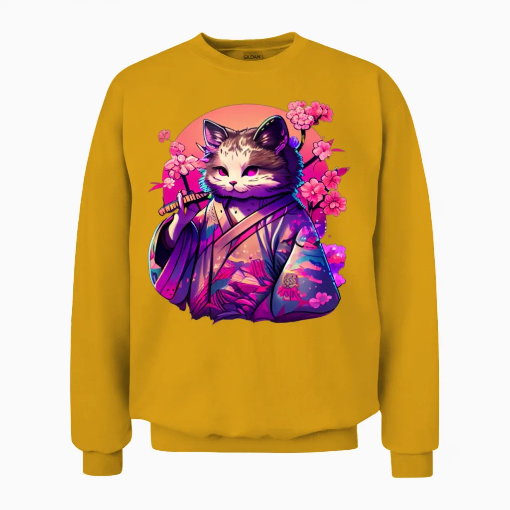 Cat Kimono Lovers Unisex Sweatshirt in Gold