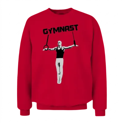 Gymnast on Rings, Men's Gymnastics Unisex Sweatshirt - Red