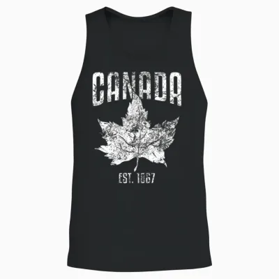 I Love Canada Maple Leaf Est. 1867 Design Unisex Tank Top - Black