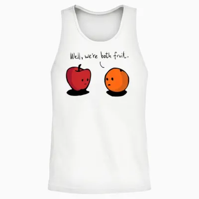 Comparing Apples to Oranges Unisex Tank Top - White