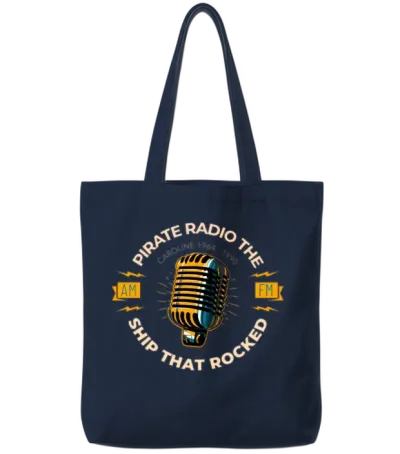 Caroline Retro Pirate Radio the Ship That Rocked Tote Bags - Navy