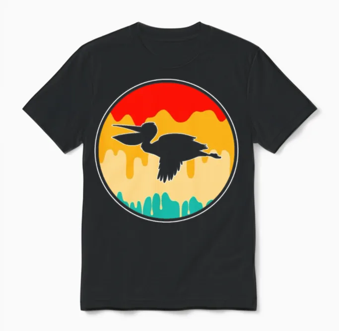Pelican Retro Unisex T-Shirt in Black