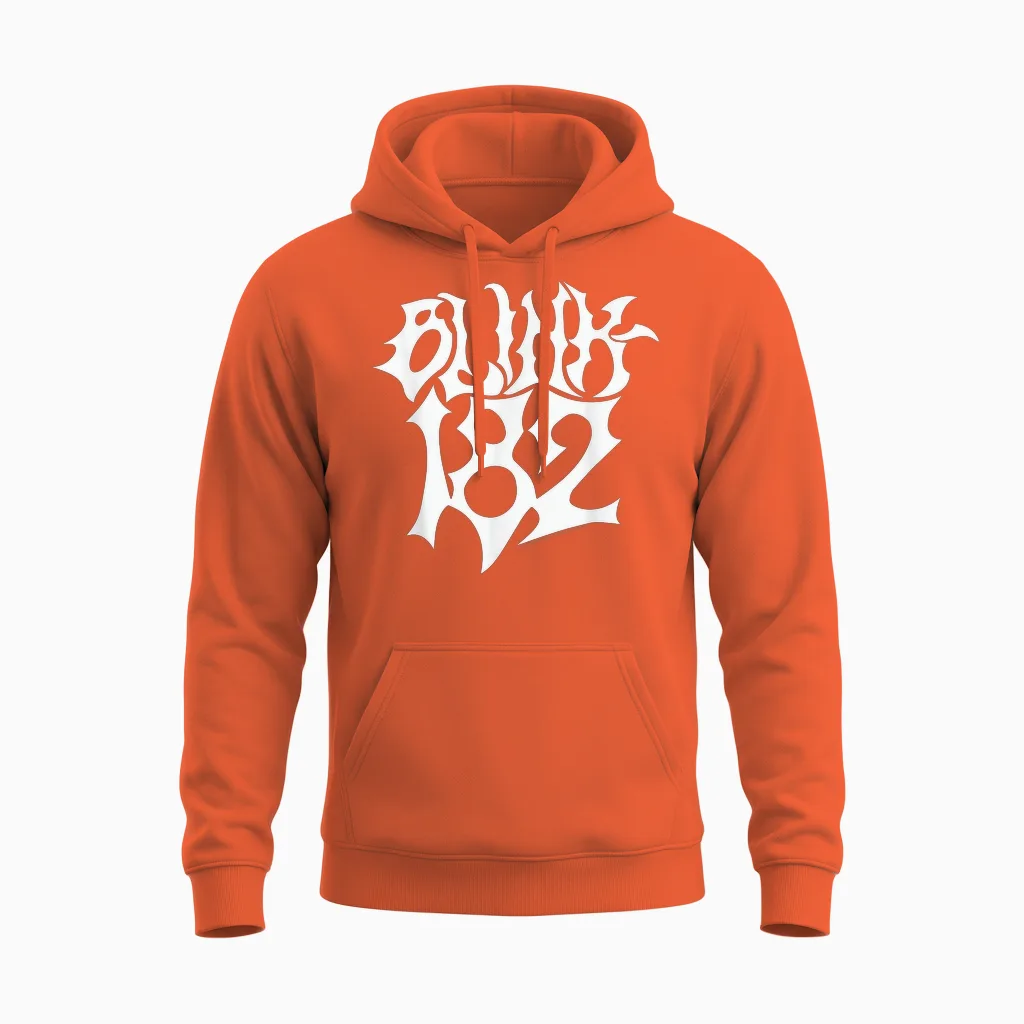 Blink 182 Gothic Logo Rock Music by Rock Off Unisex Hoodie in Orange