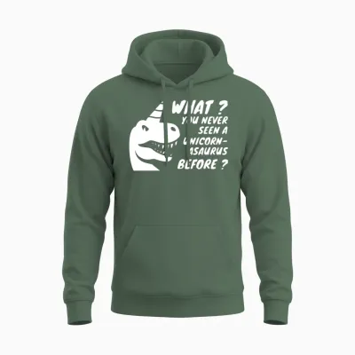 Funny Unicorn Dinosaur Unisex Hoodie - Military Green