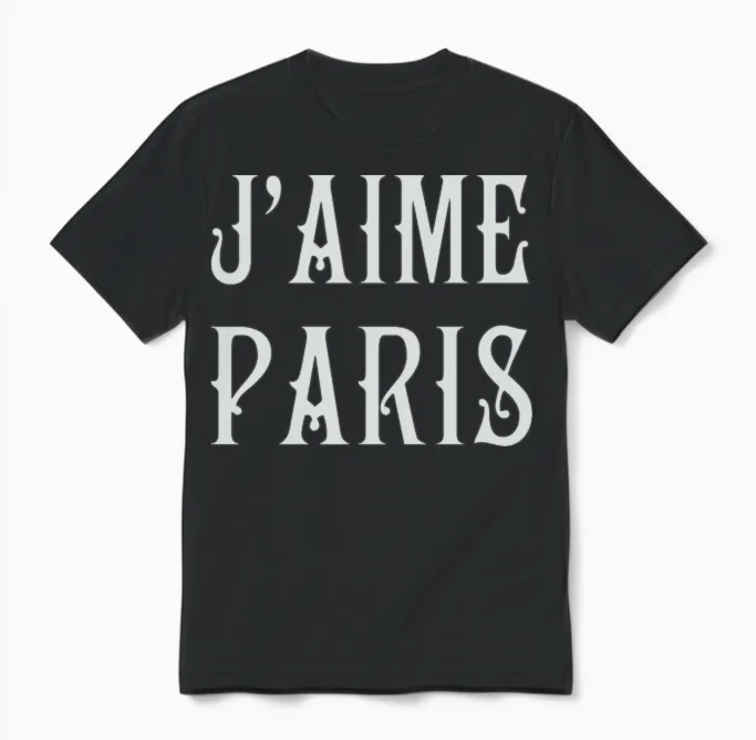 J'aime Paris: Elegant Love Unisex T-Shirt in Black