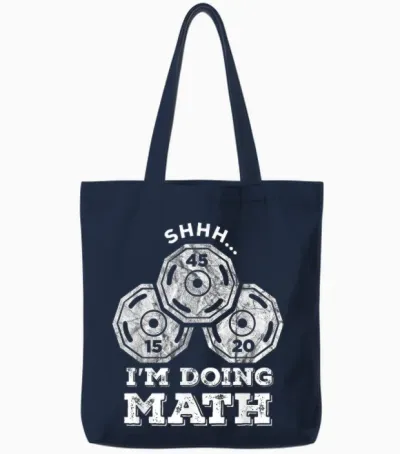 Shhh I'm Doing Math Funny Weight Lifting Workout Training Tote Bags - Navy