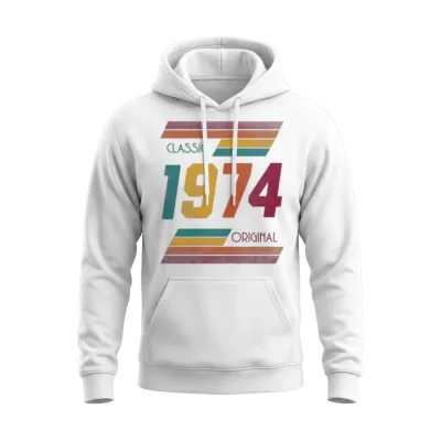 Vintage Year 1974 Classic Unisex Hoodie - White