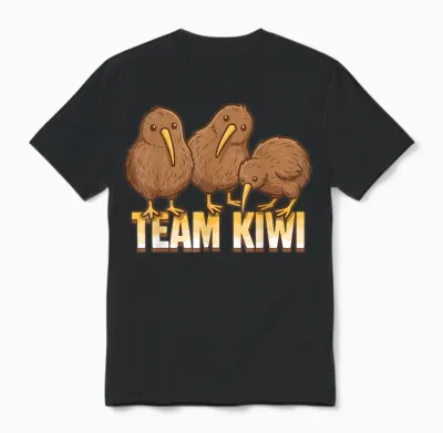 Team Kiwi Vogel Kiwi Tier Niedlich Kiwi Neuseeland Vogel Unisex T-Shirt - Black