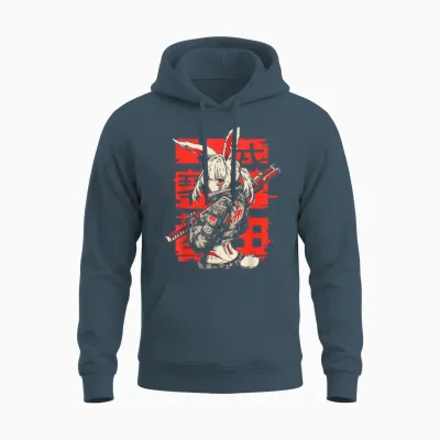 Anime Manga Cyberpunk Aesthetic Techwear Harajuku Bunny Girl T-Shirt, Black Unisex Hoodie - Dark Heather
