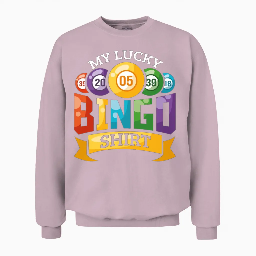 My Lucky Bingo T-Shirt Funny Bingo Playerlong,slee Unisex Sweatshirt in Light Pink