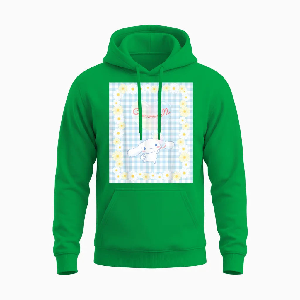 Cinnamoroll Bubble Blue Ginham Daisy T-Shirt Small Unisex Hoodie in Irish Green
