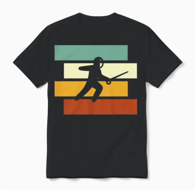 Fencing Retro Unisex T-Shirt in Black