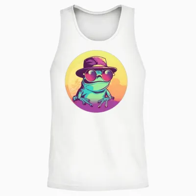 Retro Frog Lovers Design Unisex Tank Top - White