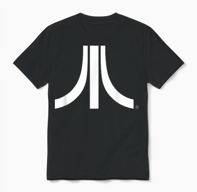 Atari White Logo Vintage 80s Gaming Retro Fun Style Unisex T-Shirt in Black
