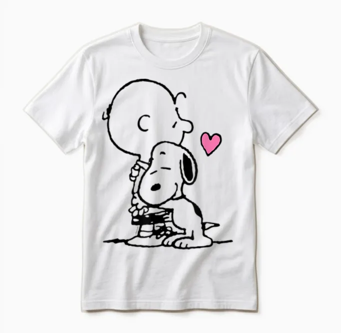 Snoopy Charlie Hug Unisex T-Shirt in White