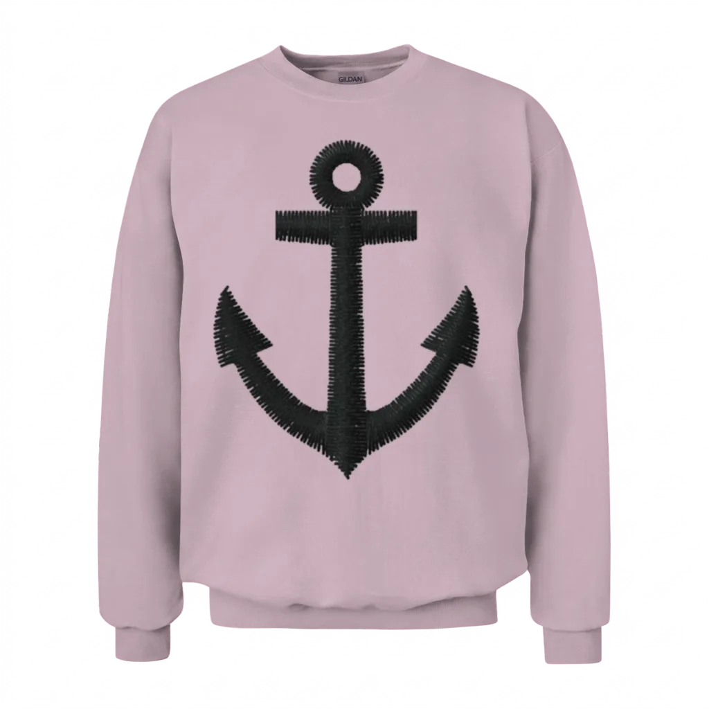 Anchor Embroidered Unisex Sweatshirt - Light Pink
