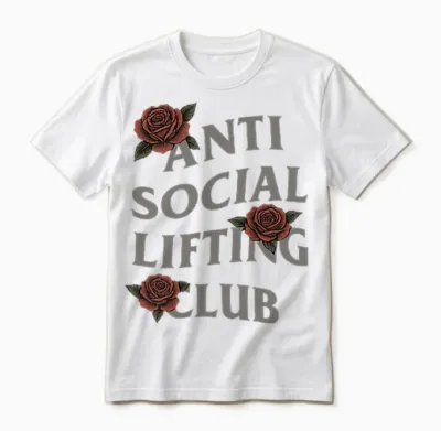 Anti-Social Lifting Club Roses Powerlifting Design Unisex T-Shirt - White
