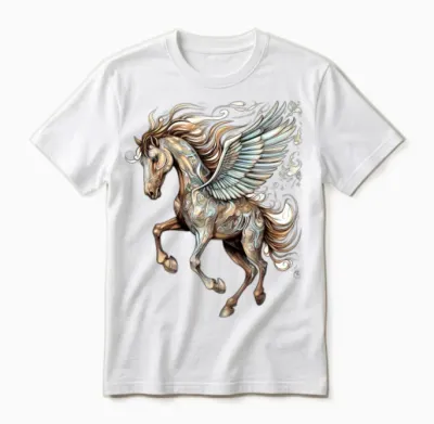 Pegasus Winged Horse Horses Mythology Fantasy Art Unisex T-Shirt - White