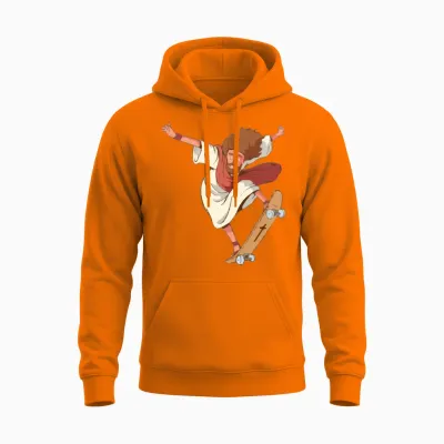 Jesus Skateboarding Funny Skateboard Unisex Hoodie - Safety Orange