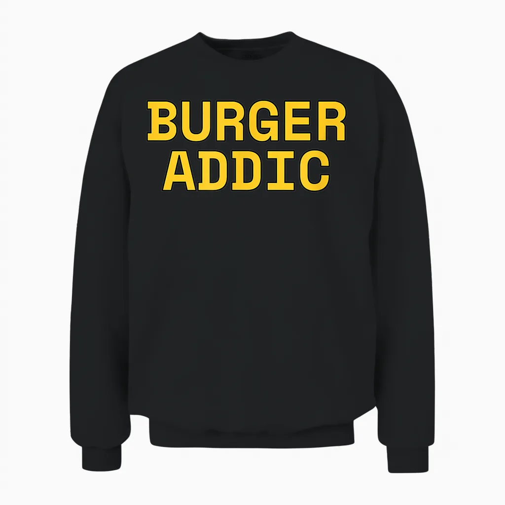Burger Addict Funny Fast Food Lover Lover Foodie Unisex Sweatshirt in Black