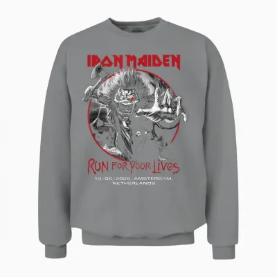 Iron Maiden Run for Your Lives Tour 2026 Amsterdam Unisex Sweatshirt - Sport Grey