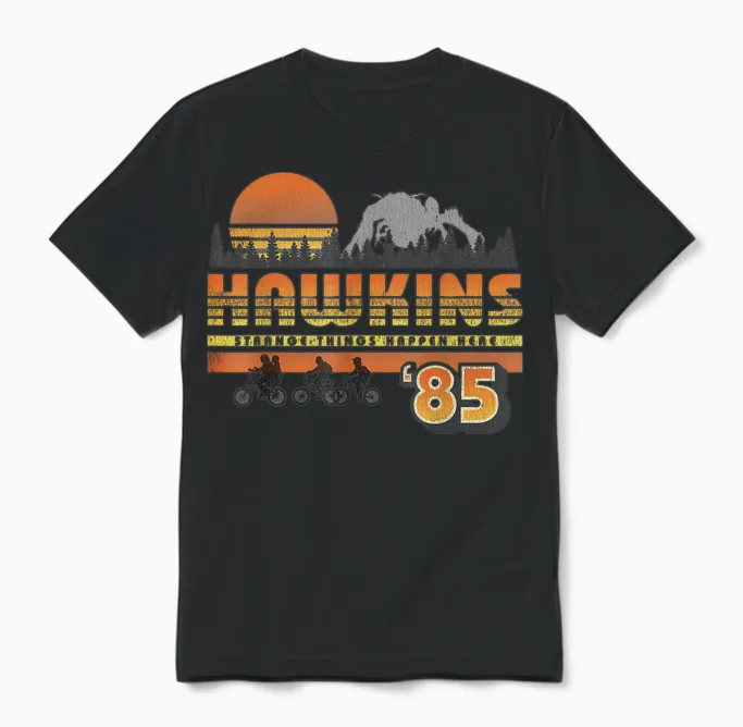Stranger Things Hawkins Unisex T-Shirt in Black