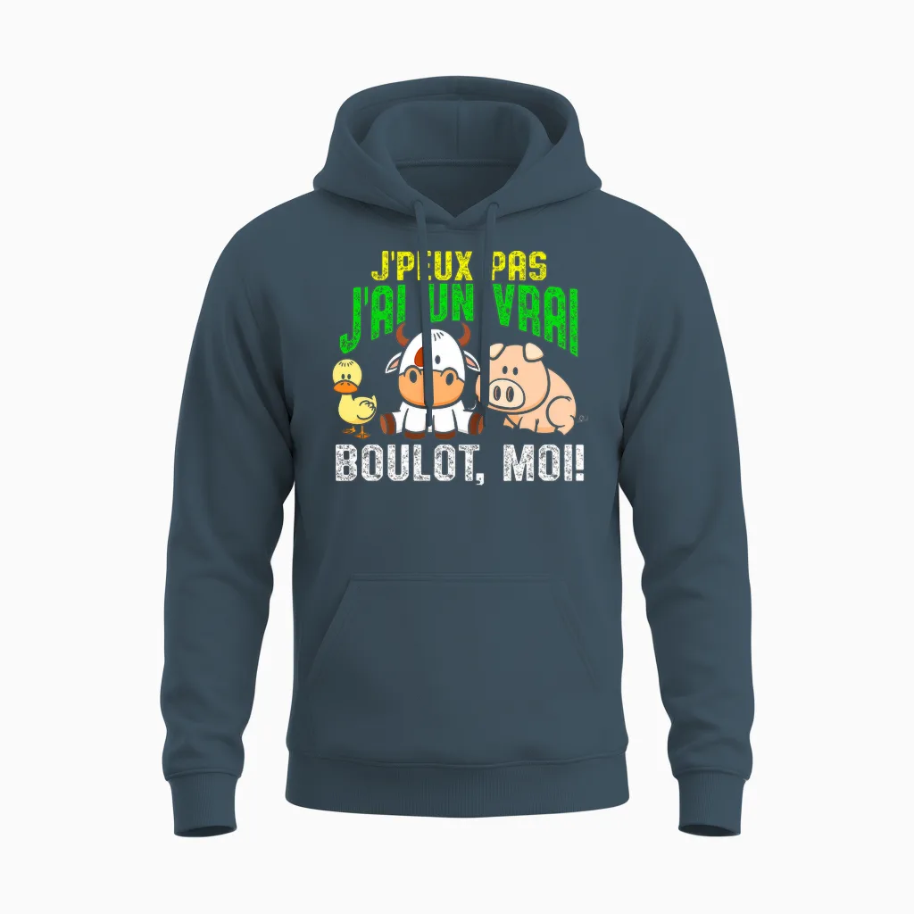 J'peux Pas J'ai Un Vrai Boulot Farmer Fermier Homme Cadeau T-Shirt Haut De Gamme Unisex Hoodie in Dark Heather