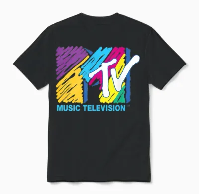 The Official Mtv Logo with Great Colors Painted with Big Pen Unisex T-Shirt - Black