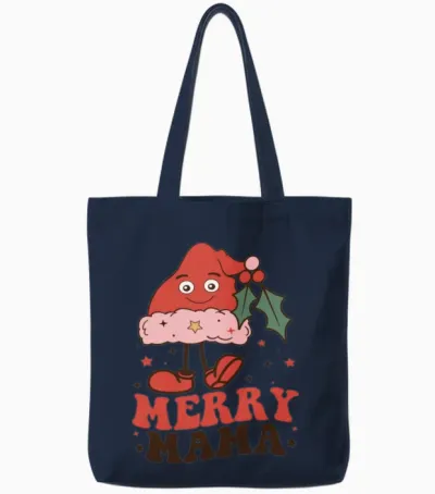Funny Retro Christmas Tote Bags - Navy